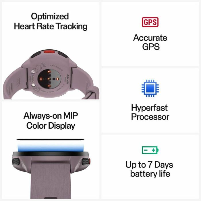 Smartwatch con Podómetro Running Polar Morado 1,2" 2 Smartwatch con Podómetro Running Polar Morado 1,2" 2