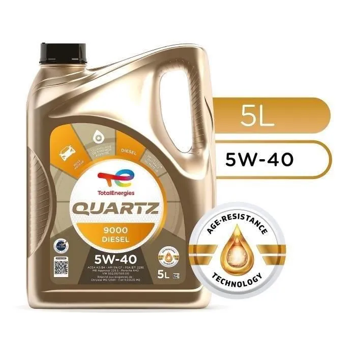 Totalenergies Cuarzo 9000 Diesel 5W40 Aceite de Motor 5L 1