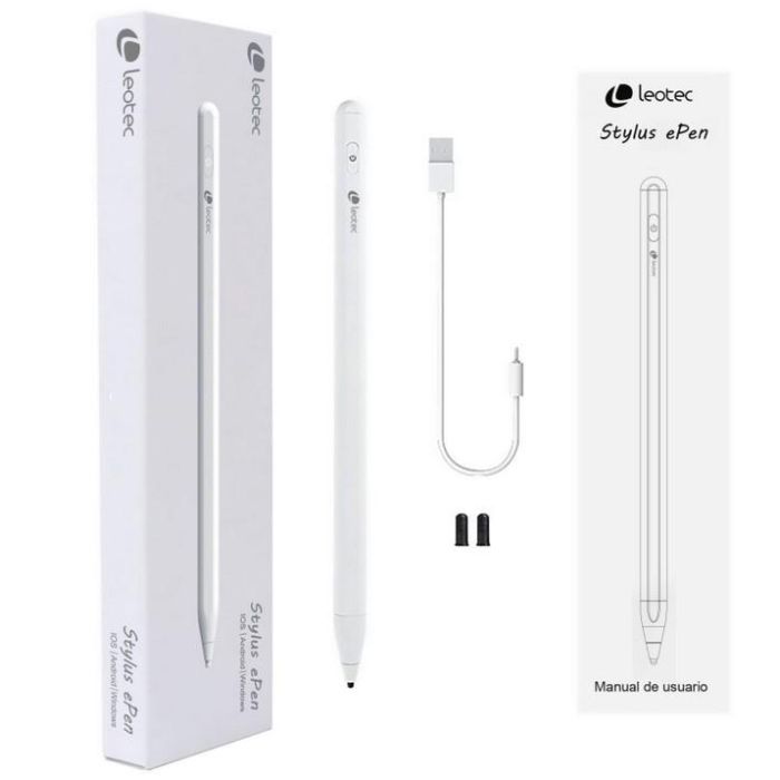 Leotec ePen Lápiz Digital Stylus Universal para Pantallas Táctiles Android iOS Windows, 13g, Blanco, Batería 12-18h 1