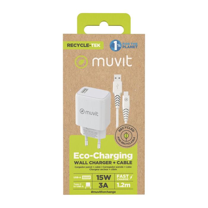 Cargador de Pared Muvit For Change MCPAK0002/ USB + Cable USB Tipo-C/ 2.4A 5 Cargador de Pared Muvit For Change MCPAK0002/ USB + Cable USB Tipo-C/ 2.4A 5