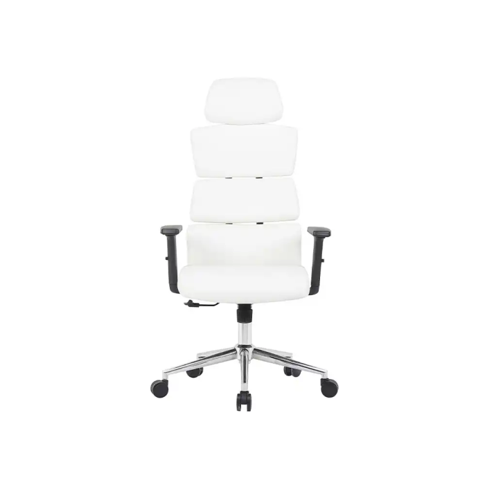 Q-connect Silla de Dirección Aurea, Silla Ejecutiva Ergonómica en Similpiel Blanco, Altura Máxima 1400 mm, Anchura 520 mm, Profundidad 510 mm, Ruedas Premium 3
