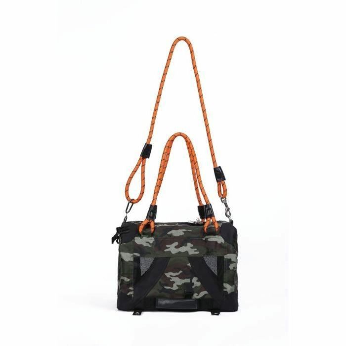 M Pets MPE6953182740902 Bolsa de transporte REMIX 2 en 1 Camuflaje y Naranja 41x28x28 cm Plegable Ligera con Arnés 4