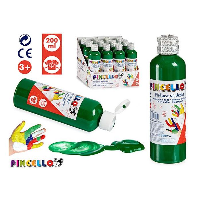 Pintura Dedos 200Ml Verde Pincello 4X15CM (24 Unidades) Pintura Dedos 200Ml Verde Pincello 4X15CM (24 Unidades)