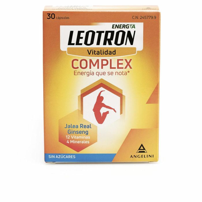 Leotron COMPLEX Jalea Real, Ginseng, 12 Vitaminas y 4 Minerales - 30 Cápsulas para Cansancio y Fatiga Sin Azúcar, Gluten, Lactosa