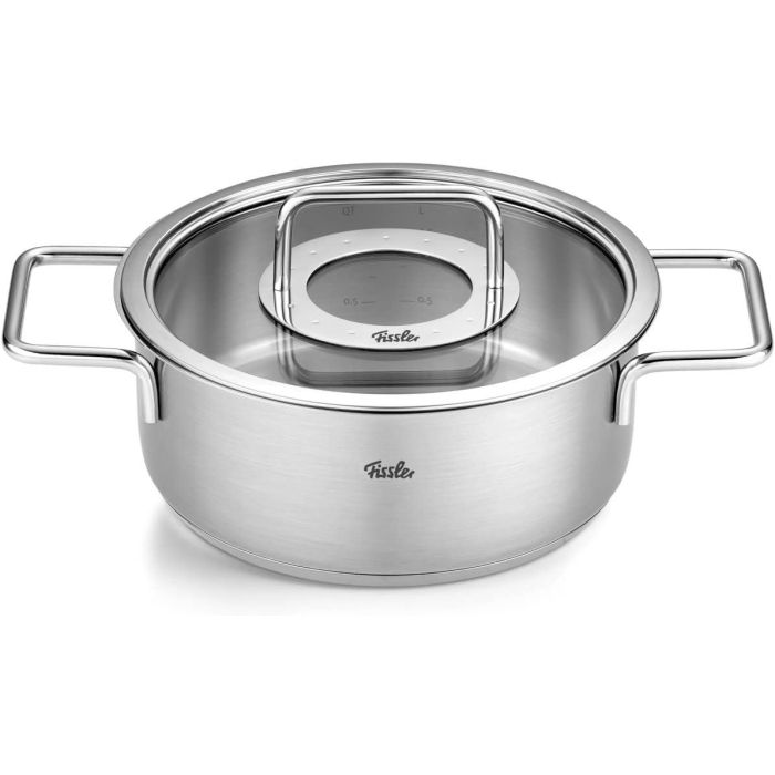 Fissler Pure Profi Cacerola de Acero Inoxidable 20 cm con Tapa de Cristal, Apto para Inducción, 2.4L - 08612520000/0 Fissler Pure Profi Cacerola de Acero Inoxidable 20 cm con Tapa de Cristal, Apto para Inducción, 2.4L - 08612520000/0