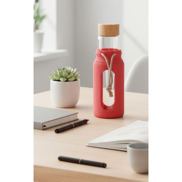 Bewinner Botella de Agua de Vidrio y Silicona 560ml 7x7x22.5 cm 6