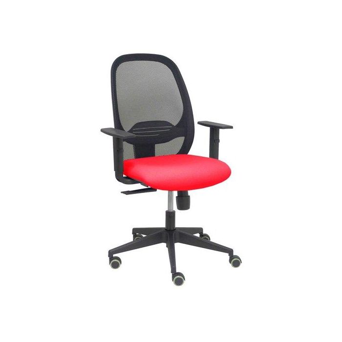 Silla Piqueras Y Crespo Cilanco Negra Uso Intensivo Brazos Regulables Mecanismo Sincro Con Regulador De Tension Refuerzo Lumbar Regulable Ruedas Parquet Respaldo De Malla Negra Y Asiento Tapizado Bali Rojo