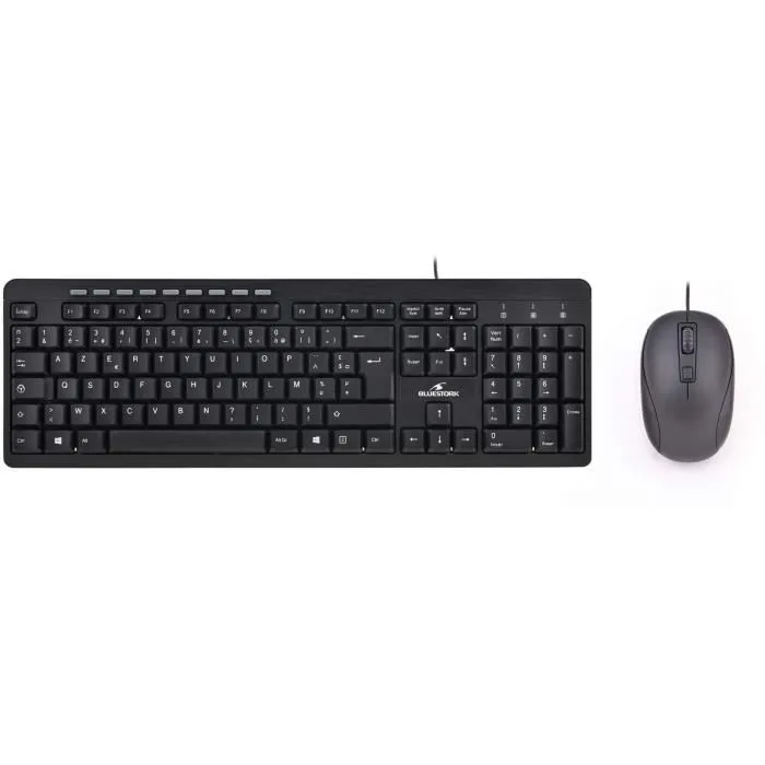 Bluestork Paquete Teclado y Mouse con Cable Óptico, Teclado Multimedia Plug and Play, Compatible con Windows 1