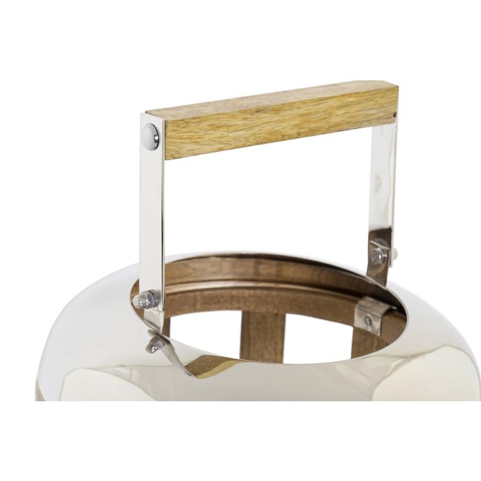 DKD Home Decor Farola Plateado Marrón, de Metal, Madera y Cristal, 22x22x44 cm 2