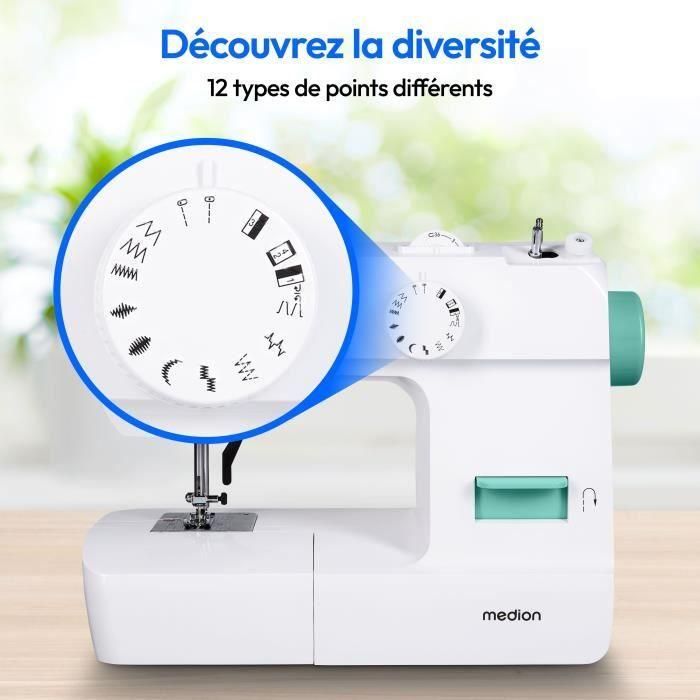 Máquina de coser - MEDION - SM 70 - 71W - 12 puntadas - 700 rpm - LED - Turquesa 1 Máquina de coser - MEDION - SM 70 - 71W - 12 puntadas - 700 rpm - LED - Turquesa 1