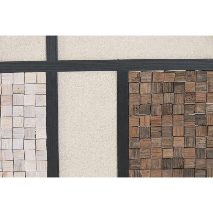 DKD Home Decor Cuadro Moderno Abstracto de Madera Reciclada Pino Marrón y Blanco 82x82x4 cm (2 Unidades) 3
