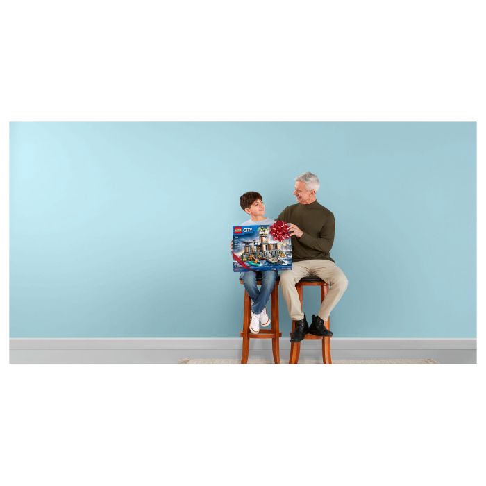 LEGO 60419 City Prisión de Policía de Aguas Profundas Juguete con Helicóptero Barco 7 Minifiguras Figura de Perro