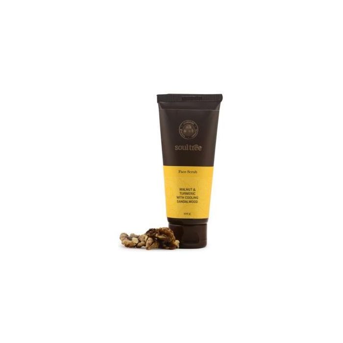 SOULTREE Exfoliante Facial con Nuez, Cúrcuma y Sándalo, Bio, para Piel Elástica y Firme - 100g