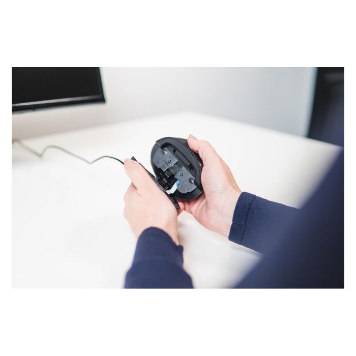 BakkerElkhuizen Oyster Mouse Ratón Inalámbrico Vertical, Ambidiestro, 5 Botones, 5 Ángulos de Inclinación, Sensor Láser 1200 DPI, Negro/Plata