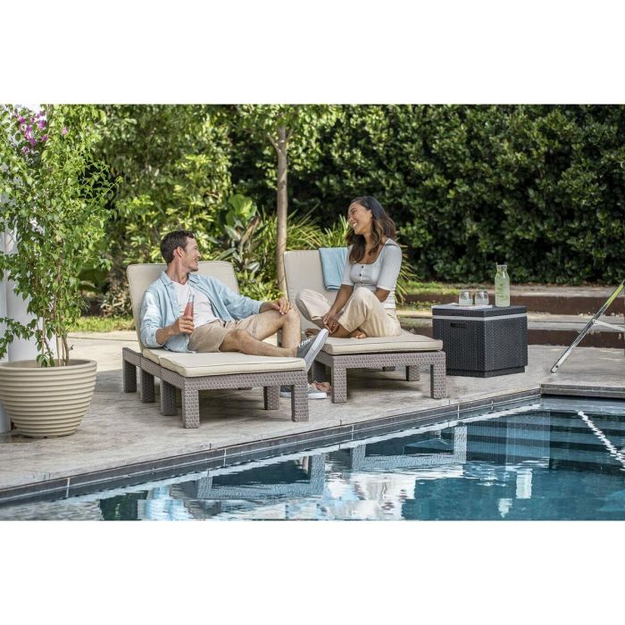 ALLIBERT Daytona Sillón Lounge con Cojines de Resina Trenzada, 4 Posiciones, Beige, 195x65x25,5 cm 3 ALLIBERT Daytona Sillón Lounge con Cojines de Resina Trenzada, 4 Posiciones, Beige, 195x65x25,5 cm 3