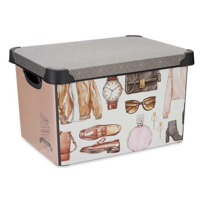 Caja de Almacenaje Kipit Vintage Plástico Vintage 17 L 27,5 x 22 x 36,5 cm Con asas Caja de Almacenaje Kipit Vintage Plástico Vintage 17 L 27,5 x 22 x 36,5 cm Con asas