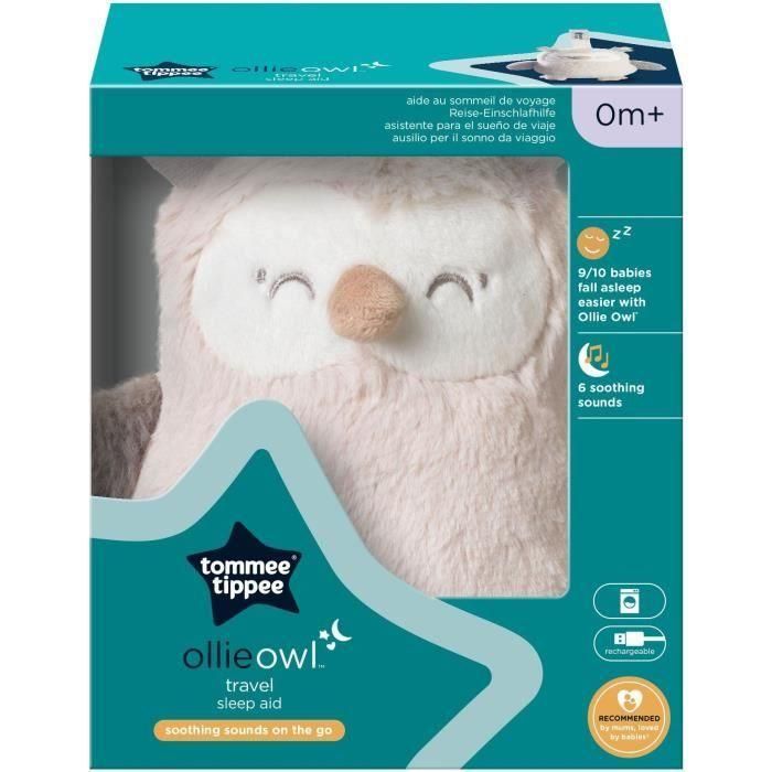 Mini Peluche - TOMMEE TIPPEE - Ollie The Owl - Ayuda para dormir en viaje - 6 sonidos - Recargable por USB - Lavable a máquina 1