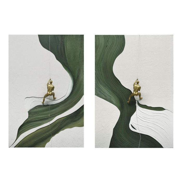 Cuadro Home ESPRIT Verde Beige Hombre Moderno 80 x 3,5 x 120 cm (2 Unidades)