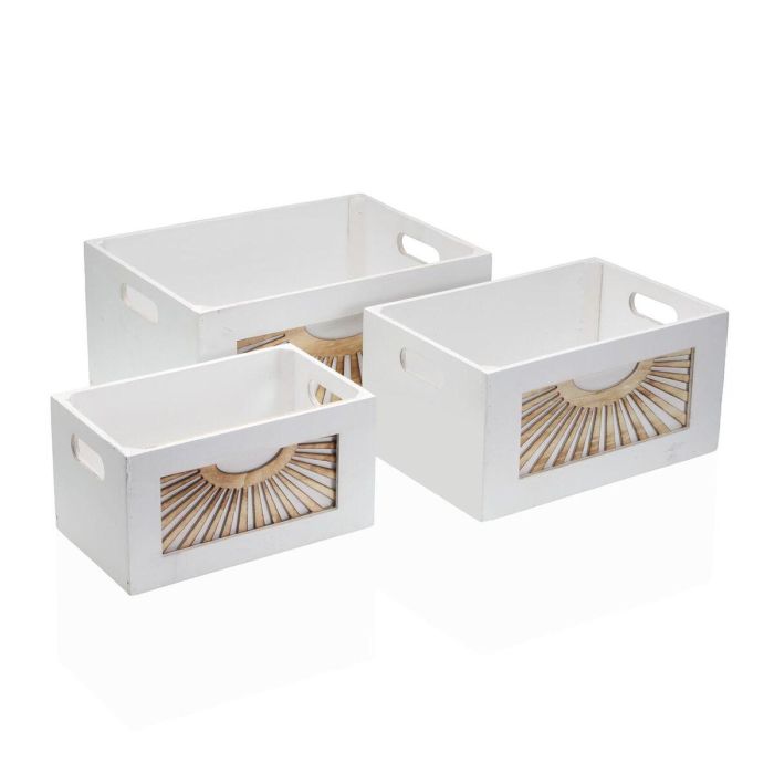 Versa Set de 3 Cajas de Madera Adda Blancas 26x18 cm - Cajas apilables de almacenaje 0 Versa Set de 3 Cajas de Madera Adda Blancas 26x18 cm - Cajas apilables de almacenaje 0