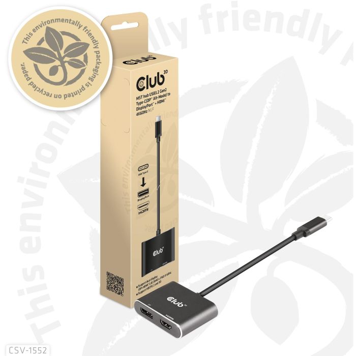 Club3D CSV-1552 MST-Hub USB 3.2 Tipo C a DisplayPort/HDMI 4K 60Hz - Adaptador Multi Stream Transport Negro 4 Club3D CSV-1552 MST-Hub USB 3.2 Tipo C a DisplayPort/HDMI 4K 60Hz - Adaptador Multi Stream Transport Negro 4