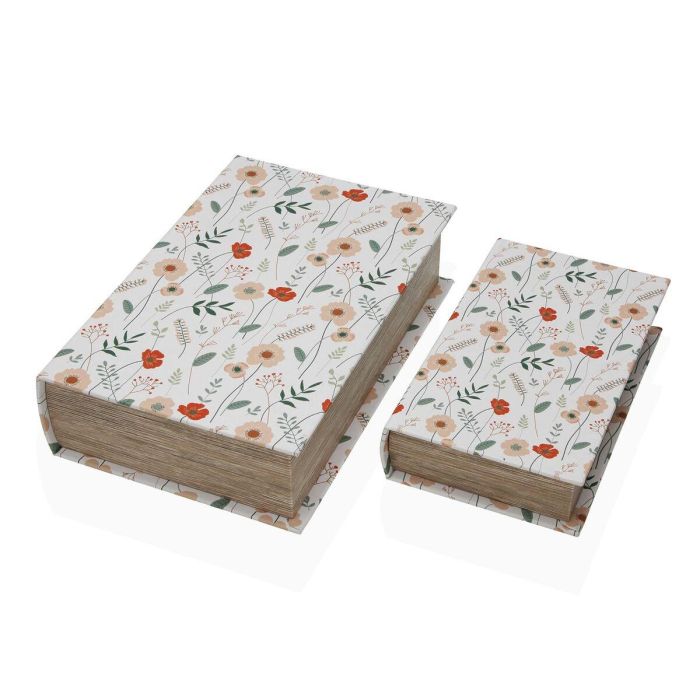 Caja Decorativa Versa Verdi Lienzo Madera MDF Flores Libro 1 Caja Decorativa Versa Verdi Lienzo Madera MDF Flores Libro 1