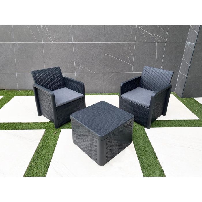 Conjunto jardín 2 sillones+1 mesa nassau, antracita 4