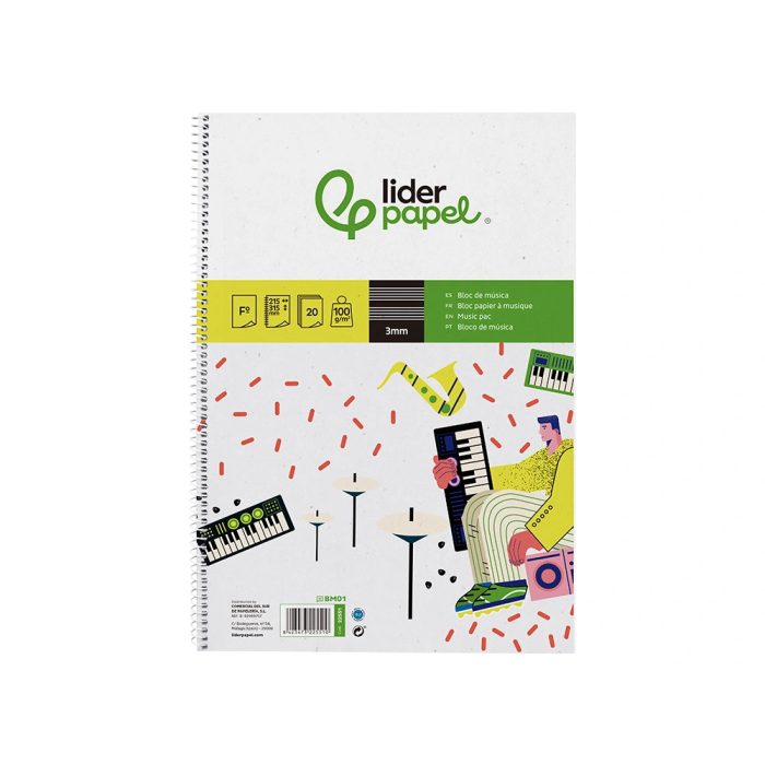 Liderpapel Bloc Música Pentagrama 3mm Folio 20 Hojas 100 g/m² 1 Liderpapel Bloc Música Pentagrama 3mm Folio 20 Hojas 100 g/m² 1