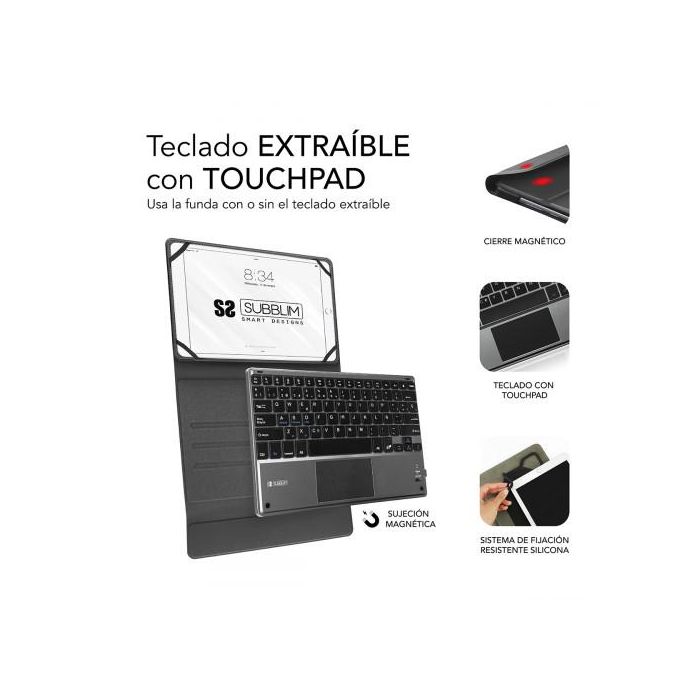 SUBBLIM Funda con Teclado Bluetooth Touchpad KeyTab Pro 9,6" a 10,8" TOUCHPAD Negra 2 SUBBLIM Funda con Teclado Bluetooth Touchpad KeyTab Pro 9,6" a 10,8" TOUCHPAD Negra 2