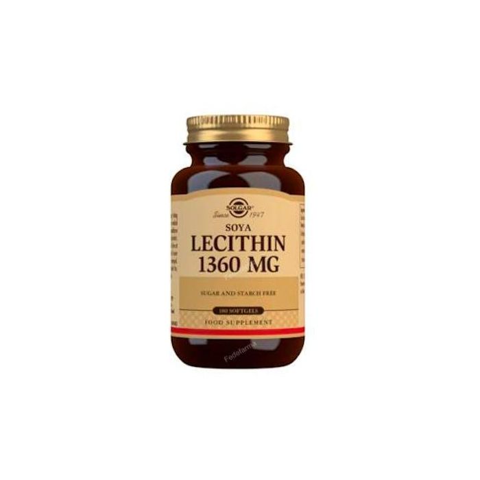 Solgar Lecitina de Soja 1360mg, Apoyo Emulsionante y Fosfolípidos, Sin Gluten, 180 Cápsulas Blandas