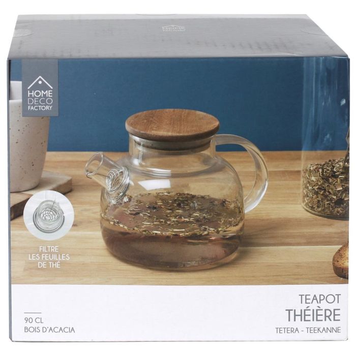 Tetera Vidrio Y Acacia 900 Ml Home Deco Factory 3