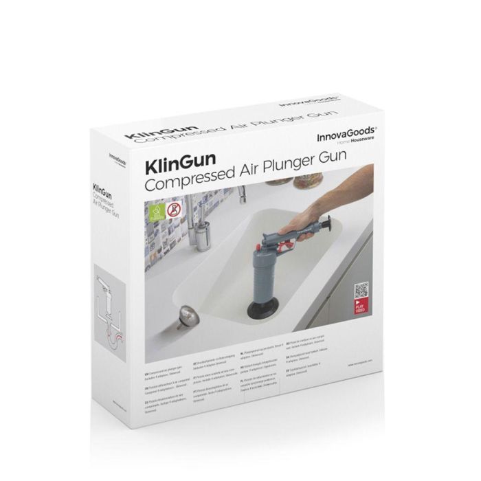 Pistola Desatascadora de Aire Comprimido Universal con Adaptadores KlinGun InnovaGoods Pistola Desatascadora de Aire Comprimido Universal con Adaptadores KlinGun InnovaGoods