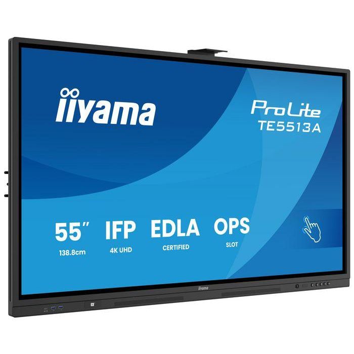 Iiyama TE5513A-B1AG Pantalla Interactiva 55" UHD IPS Android 14 8/128GB con Wifi 6 y Sonido 2x 20W Subwoofer, 450cd/m2, Antiglare 3