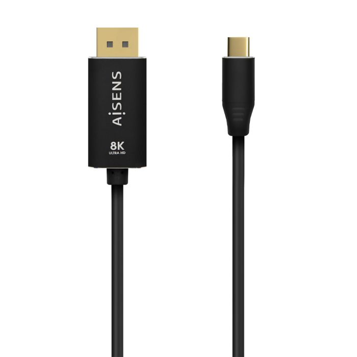 AISENS - CABLE CONVERSOR ALUMINIO USB-C A DISPLAYPORT 8K@60HZ, USB-C/M-DP/M, NEGRO, 1.8M