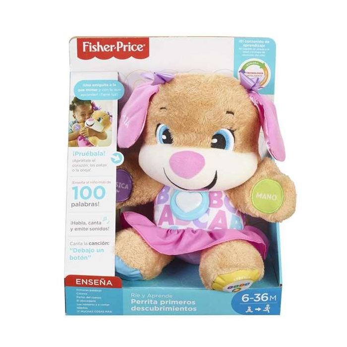 Peluche perro rosa primeros descubrimientos con luces y sonidos 4