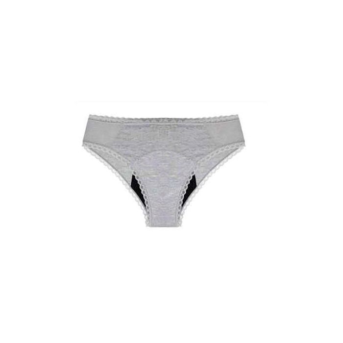 MYALMA Braguita Menstrual de Algodón Orgánico y Bambú Gris Talla XS - 4 Capas, Protección Antifugas