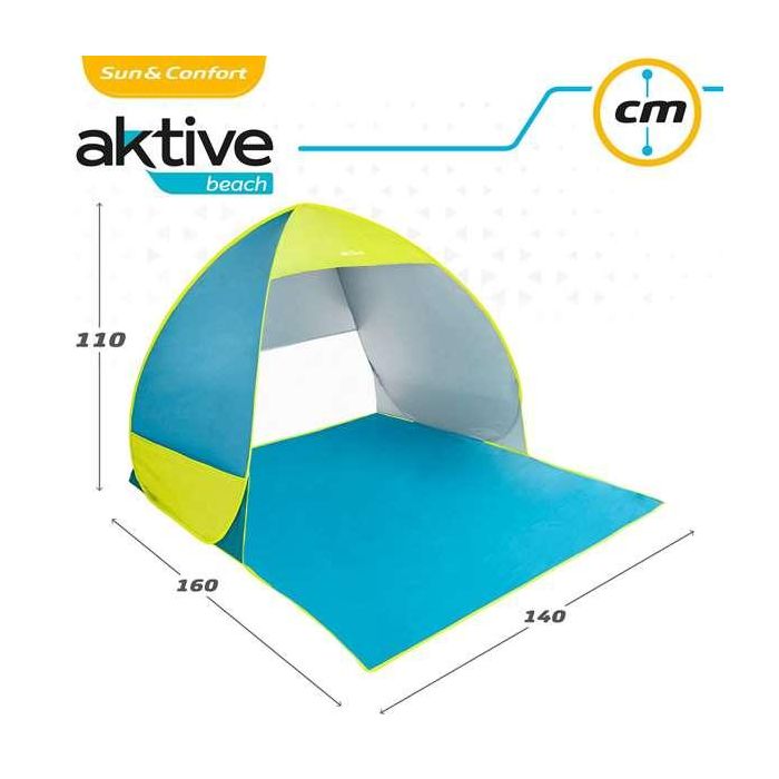 Tienda playa pop up 160x140x110 poliester uv50 color azul/verde 4 Tienda playa pop up 160x140x110 poliester uv50 color azul/verde 4
