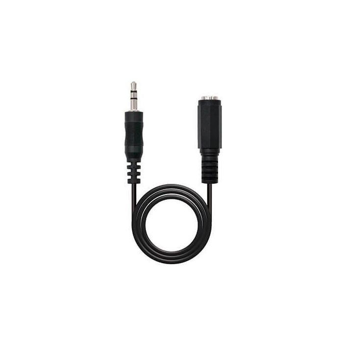 Nanocable 10.24.0203 Cable de Audio Estéreo Prolongador con Conectores Jack 3.5mm Macho a Hembra, 3 Metros, Negro.