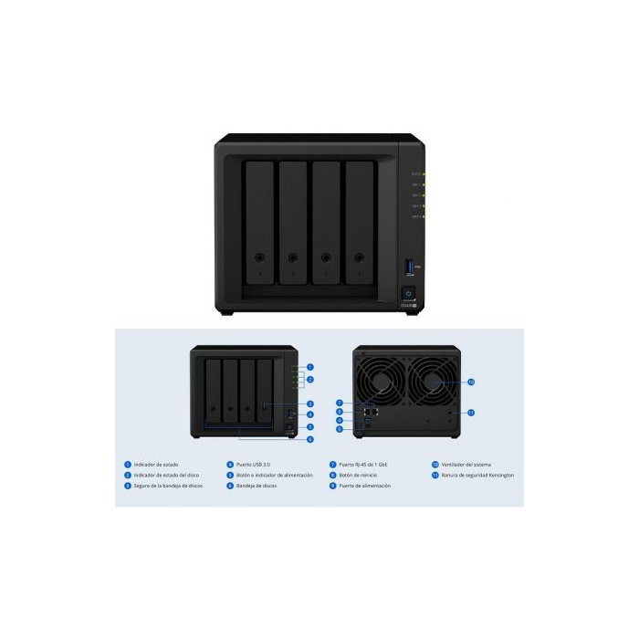 NAS Synology Diskstation DS420+/ 4 Bahías 3.5"- 2.5"/ 2GB DDR4/ Formato Torre 1