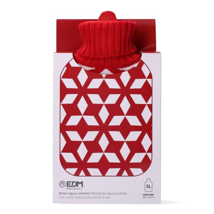Edm Bolsa de Agua Caliente 2L Modelo Simetrías Roja con Funda de Lana 1
