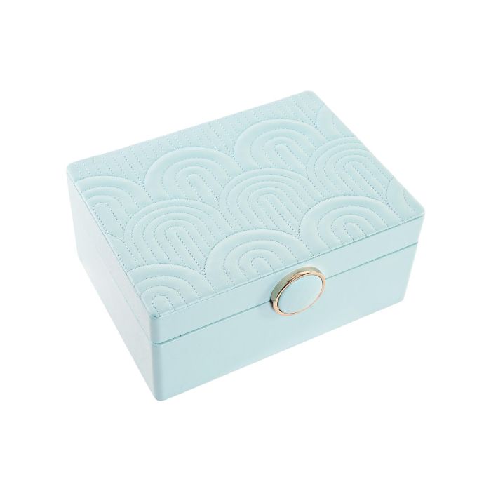DKD Home Decor Joyero Organizador de Joyas Glam Verde Menta Colección Honda en PU y MDF. Elegante caja para accesorios 13x8.5x17 cm 2