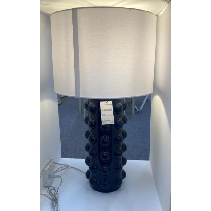 DKD Home Decor Lámpara Sobremesa Azul Blanco Gres Lino 40 x 74 x 40 cm 1