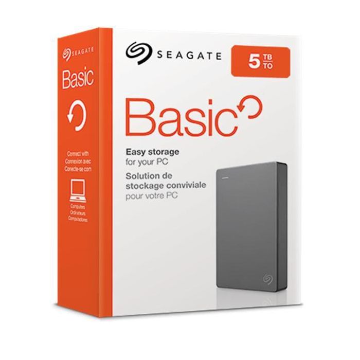 Seagate Disco Duro Externo Portátil Basic 5 TB USB 3.0 de Alta Velocidad para Almacenamiento y Backup Fácil Plug & Play 4