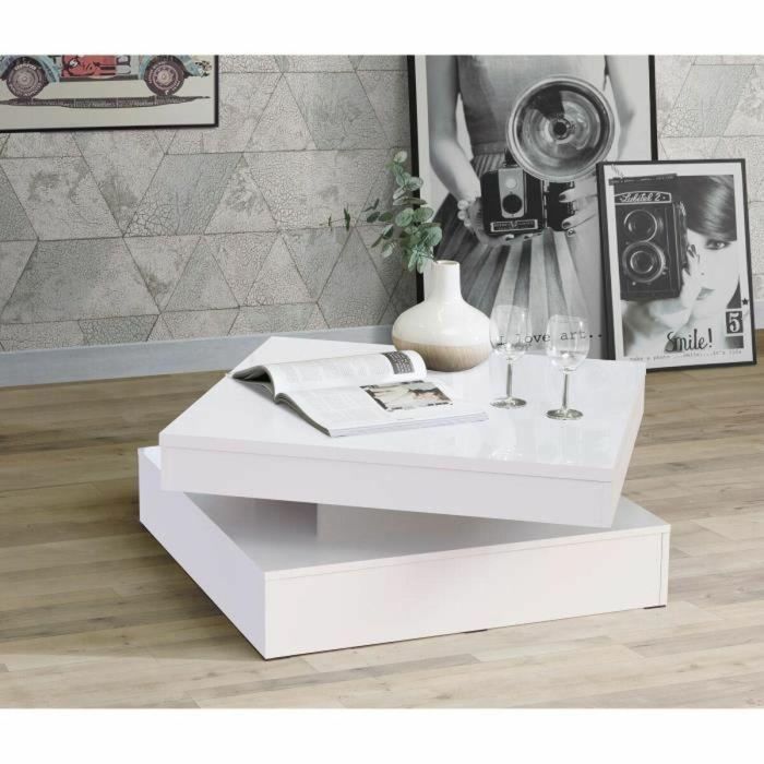 Forte Mesa de centro CFTT4181Z38 Tapa Giratoria Cuadrada Blanco Brillo 78 x 78 x 36 cm 1 Forte Mesa de centro CFTT4181Z38 Tapa Giratoria Cuadrada Blanco Brillo 78 x 78 x 36 cm 1