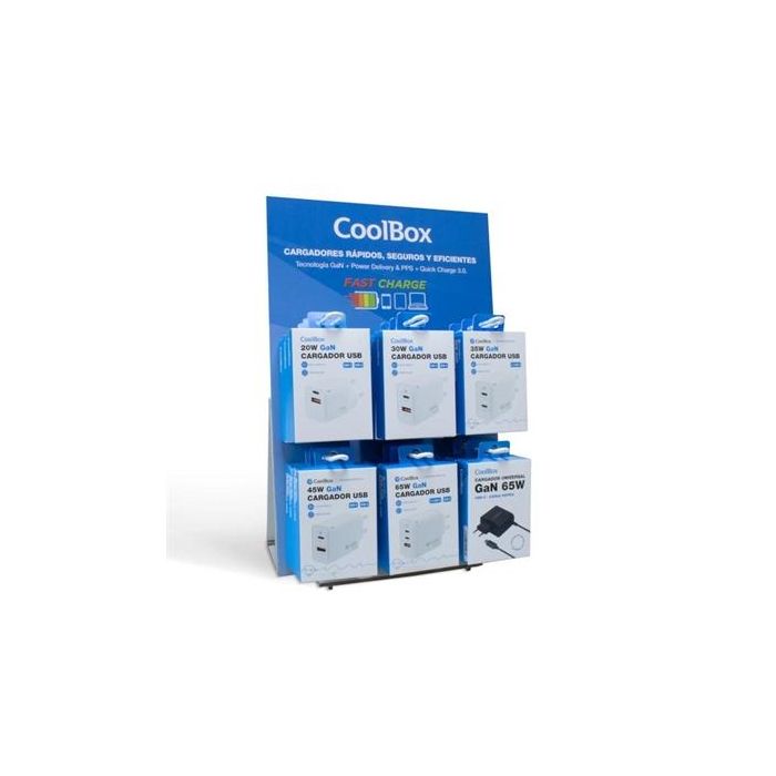 Coolbox Pack 18 Cargadores Gan+ Cargador de Pared Rápido USB-C y USB-A con Tecnología GaN