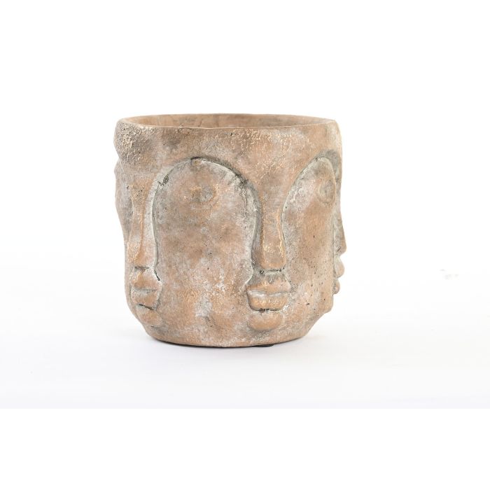 DKD Home Decor Macetero Shabby de Cemento Dorado, Diseño Multicara, 14x14x13 cm, Pack de 16 Unidades