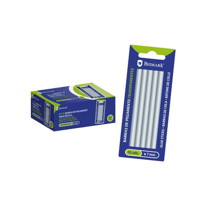 Bismark 327109 - Blister 10 Barras de Pegamento Silicona Transparente 7,2 x 100 mm