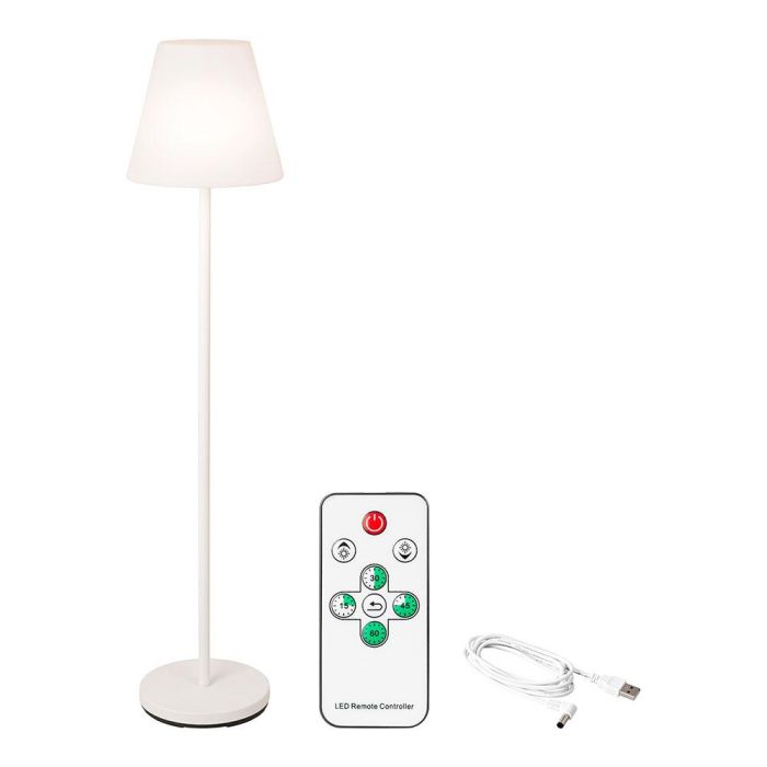 Lumineo Lámpara de pie para exterior y interior recargable con mando a distancia, 894460, color blanco, 150 cm 0 Lumineo Lámpara de pie para exterior y interior recargable con mando a distancia, 894460, color blanco, 150 cm 0