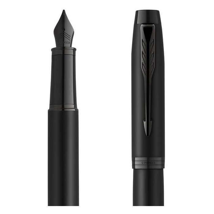 Parker Füller IM Achromatic Negro Punta Fina Azul con Clip, Acero Inoxidable, Sistema Cartucho, en Caja de Regalo 6