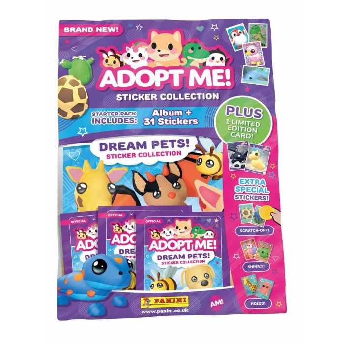 Panini PAN8051708021127 Paquete de inicio ¡Adoptame! Roblox - Álbum, 2 fundas, 1 tarjeta edición limitada, 10 pegatinas 3 Panini PAN8051708021127 Paquete de inicio ¡Adoptame! Roblox - Álbum, 2 fundas, 1 tarjeta edición limitada, 10 pegatinas 3