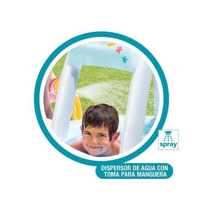 Intex Piscina Hinchable Infantil Unicornio con Ducha y Techo de PVC, 130 Litros, para Edades +2 Años, 254x132x109 cm 2
